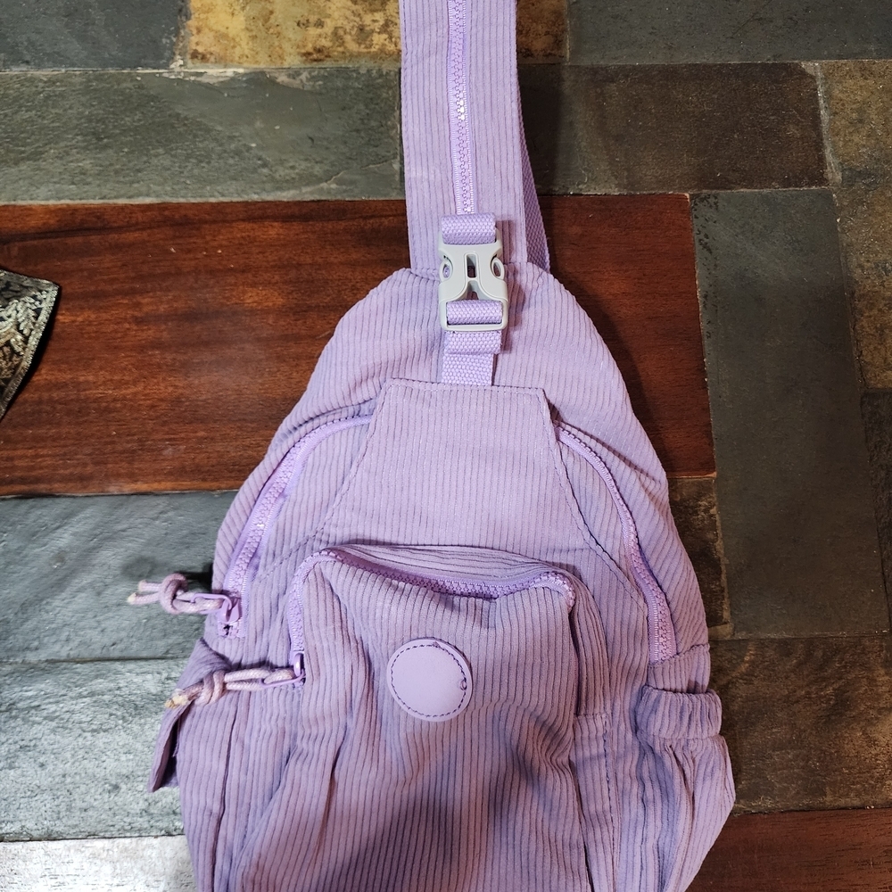 Purple Corduroy Sling Bag